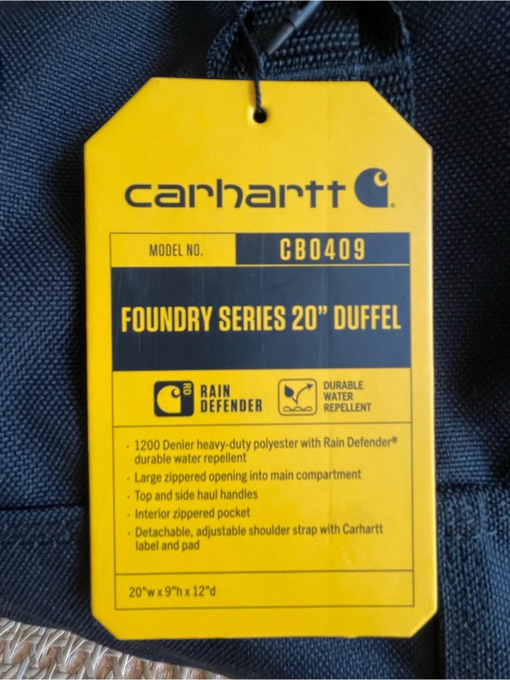 NEW Carhartt Foundry Series 20” Black Duffel Bag